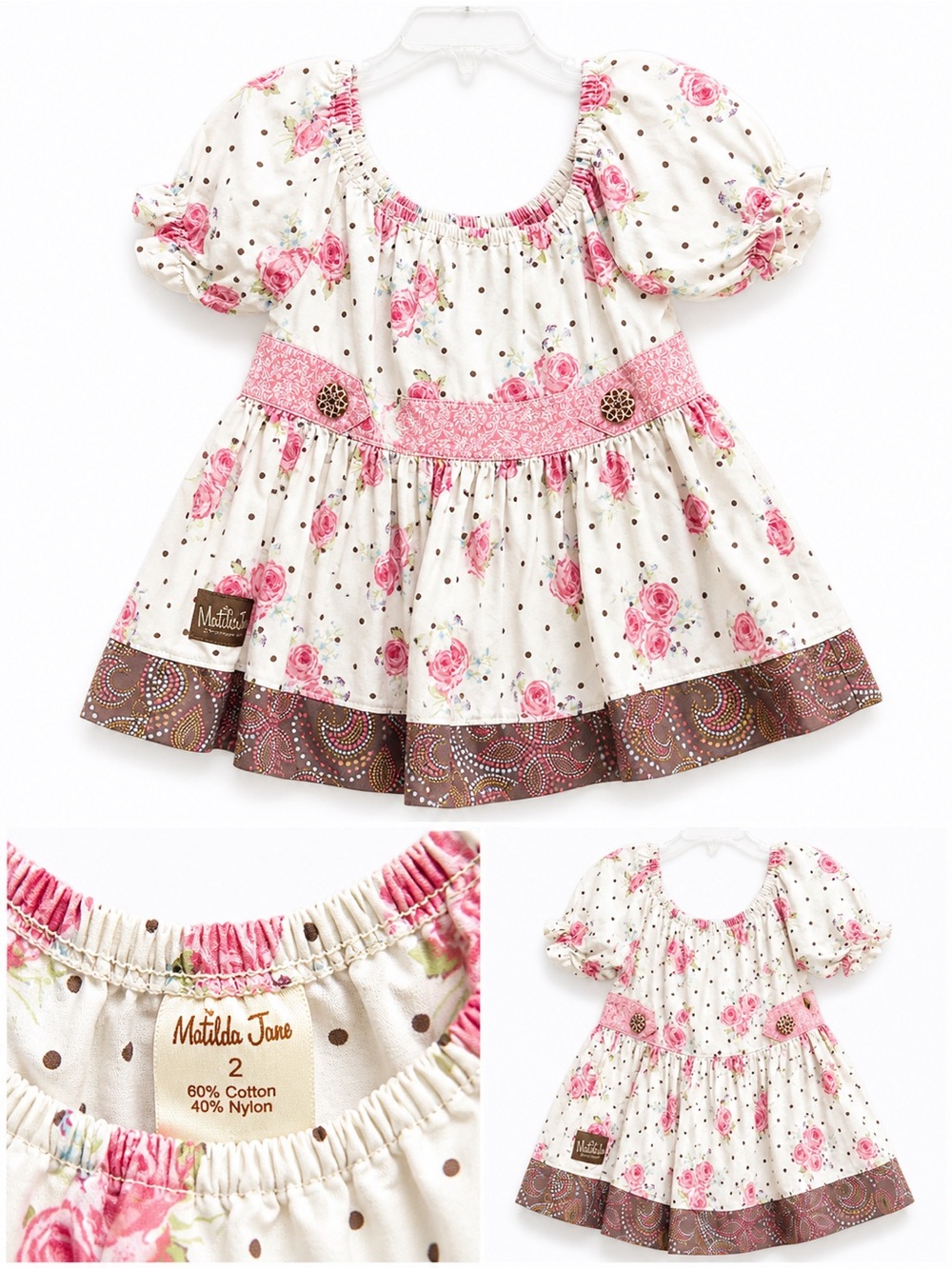 Matilda Jane Rose Print Peasant Top - size 2